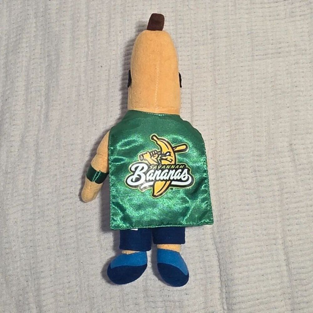 Savannah Bananas Split Mascot Plush Green Cape Baseball Banana Ball 10" - Picture 2 of 3